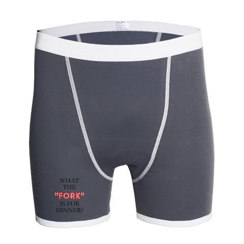 Men's Asphalt/White Boxer Brief - What the Fork is for Dinner?
