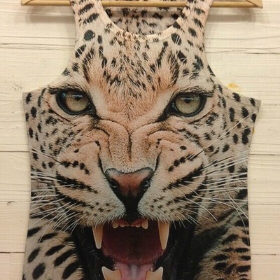 Men's new fashion 3d animal print happy tiger sleeveless vest unisex vintage summer fashion tank tops 4 sizes