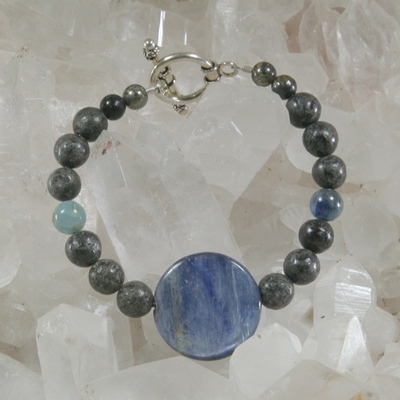 Blue kyanite and pyrite bracelet