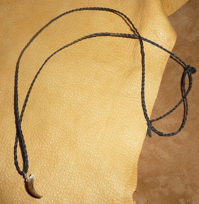 Real coyote claw on hand-braided adjustable cord necklace