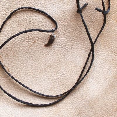 Real raccoon claw on hand-braided adjustable cord necklace