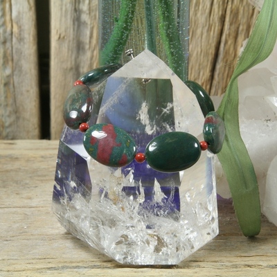Bloodstone and red jasper bracelet