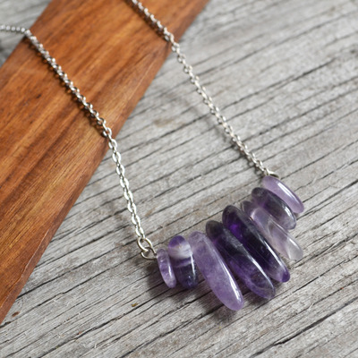 Amethyst necklace, amethyst, purple stones, february birthstone - Thumbnail 5