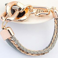 Leatherette & Gold Accent Bracelet with Charm - Thumbnail 1