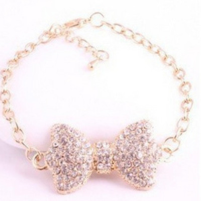 Gold bling bow bracelet