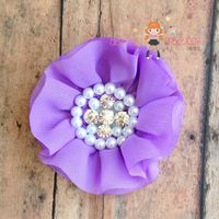 Assorted Hair Flowers/Pink/Yellow/Black/White/Yellow/Red Pearl Rhinestone Centers/Perfect Photo Prop/Newborns/Kids - Thumbnail 1