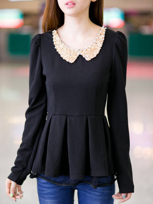 Fashion Round Neck Full Sleeves Shirt FLA1095-6001-32-Black