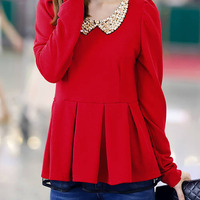 Fashion Round Neck Full Sleeves Shirt FLA1095-6001-32-Red - Thumbnail 1