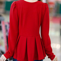 Fashion Round Neck Full Sleeves Shirt FLA1095-6001-32-Red - Thumbnail 2