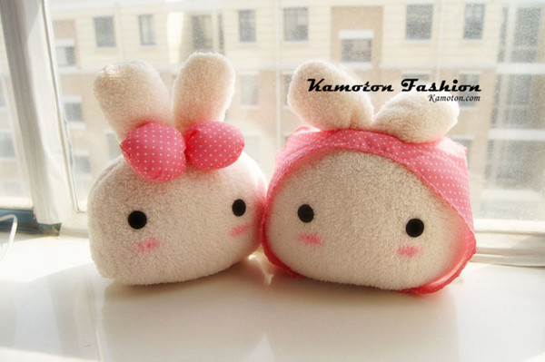 2pcs x Cute Lovely Plush Couple Rabbit Car Auto Headrest Pillow Seat Neck