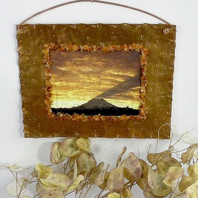 Woven photo in copper frame - mt. rainier shadow w/carnelian - Thumbnail 3