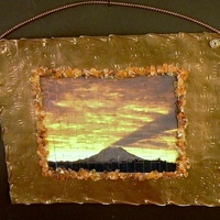 Woven Photo in Copper Frame - Mt. Rainier Shadow w/Carnelian - Thumbnail 1