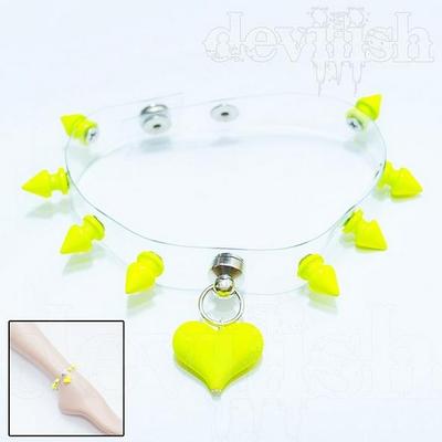 Neon heart ankle cuff