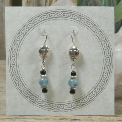 Blue kyanite and onyx earrings - Thumbnail 5
