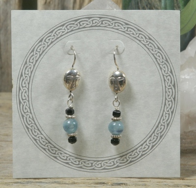Blue Kyanite and Onyx Earrings