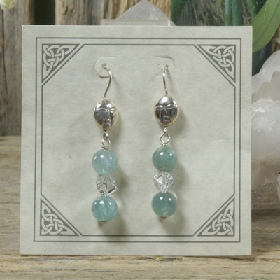 Aquamarine and clear quartz earrings - Thumbnail 3