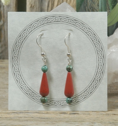 Red Jasper and African Turquoise (Jasper) Earrings