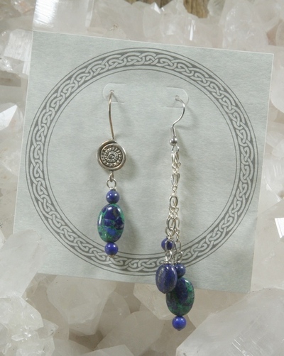 Azurite with Malachite and Lapis Earrings