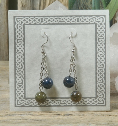 Blue Kyanite and Labradorite Earrings