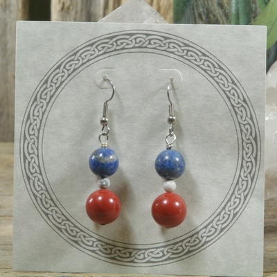 Lapis, howlite and red jasper earrings - Thumbnail 4
