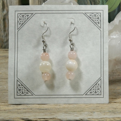 Peach aventurine and moonstone earrings - Thumbnail 4