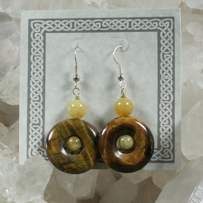 Tiger eye and honey opal earrings - Thumbnail 3
