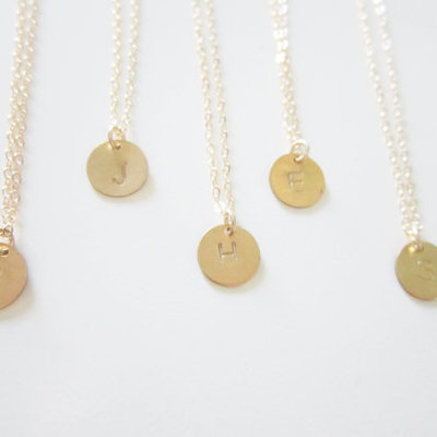 Personalized initial necklace in brass and gold fill 