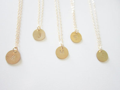 Personalized initial necklace in brass and gold fill 