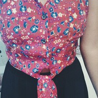 Floral Summer Crop Top - Thumbnail 1