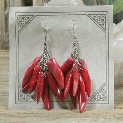 Red coral earrings - Thumbnail 5