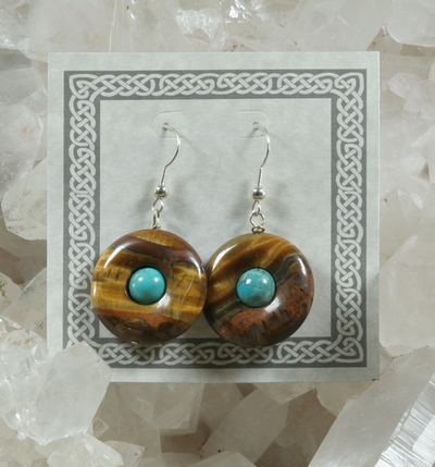 Tiger Eye and Turquoise Earrings
