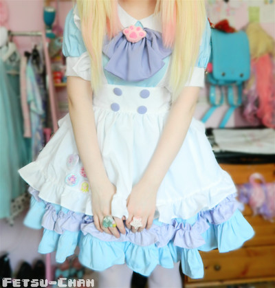 Custom Lolita Princess Maid Dress With Paw Brooch and Black KC Free Ship SP140839