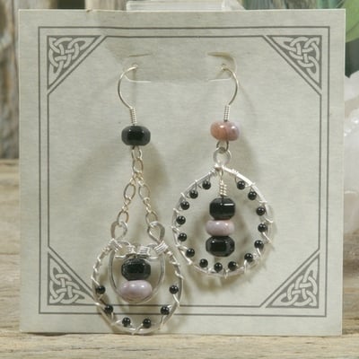 Mexican purple jade and onyx earrings - Thumbnail 3