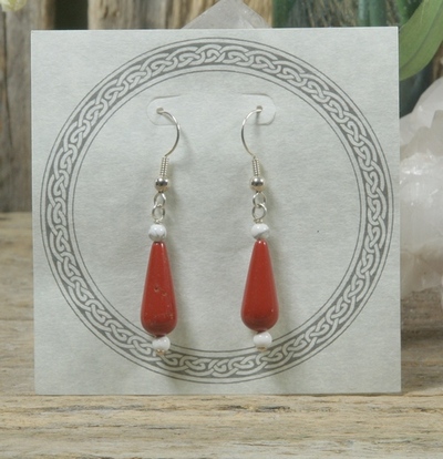 Red Jasper and Howlite Earrings