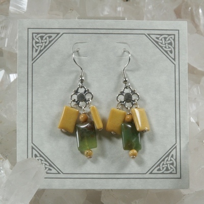 Chrysoprase and yellow jasper earrings - Thumbnail 5
