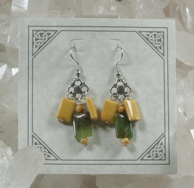 Chrysoprase and Yellow Jasper Earrings