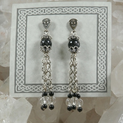 Onyx and clear quartz earrings - Thumbnail 5