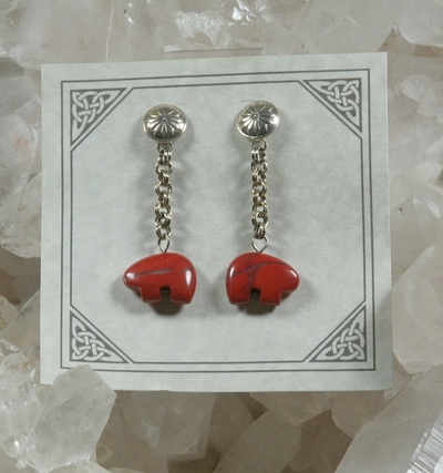 Red Jasper Spirit Bear Earrings