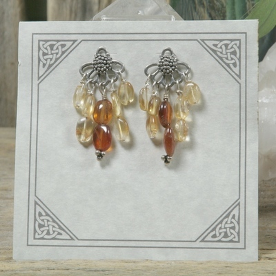 Citrine and hessonite garnet earrings - Thumbnail 4