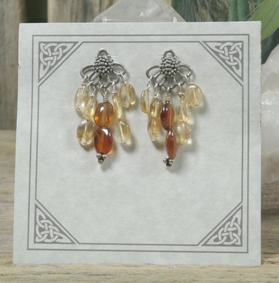 Citrine and Hessonite Garnet Earrings