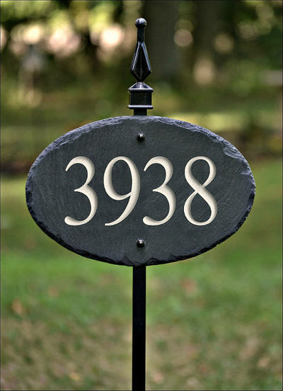 SLATE ADDRESS PLAQUE w/ Lawn Stake / House numbers