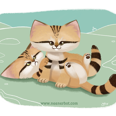 Playful sand cats print - Thumbnail 5