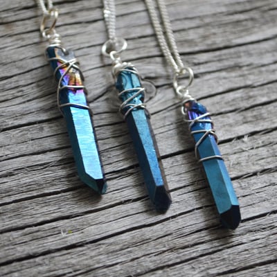 Mystical wire wrap crystal necklace, quartz point wire wrap crystal pendant, witch necklace for her, back to school necklace  - Thumbnail 5