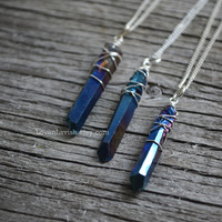 Mystical Wire Wrap Crystal Necklace, Quartz Point Wire Wrap Crystal Pendant, Witch Necklace for Her, Back to school Necklace  - Thumbnail 3