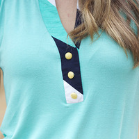 Blue and Navy Chevron Top - Thumbnail 1