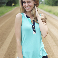 Blue and Navy Chevron Top - Thumbnail 2