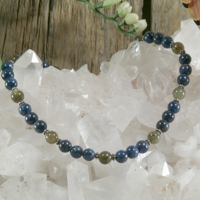 Blue kyanite and labradorite necklace