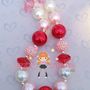 Strawberry Pink Pearl Chunky Necklace/Hair Clip/Perfect Photo Props for Girls-1