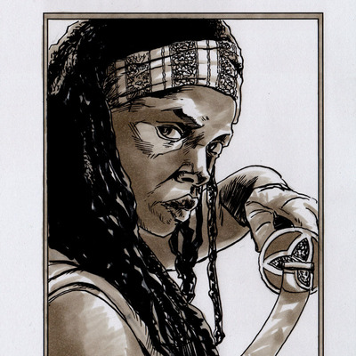 Limited numbered edition 13 of 20. derby city sketch card sketchbook - michonne cover
