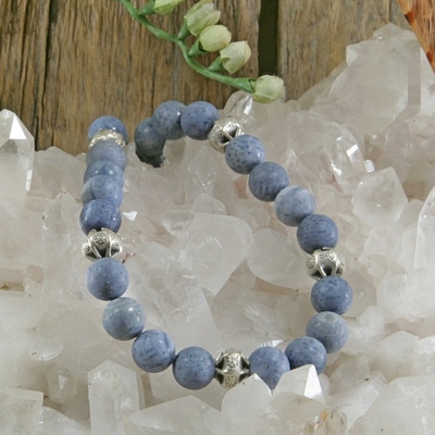 Blue dyed sponge coral, 14mm necklace